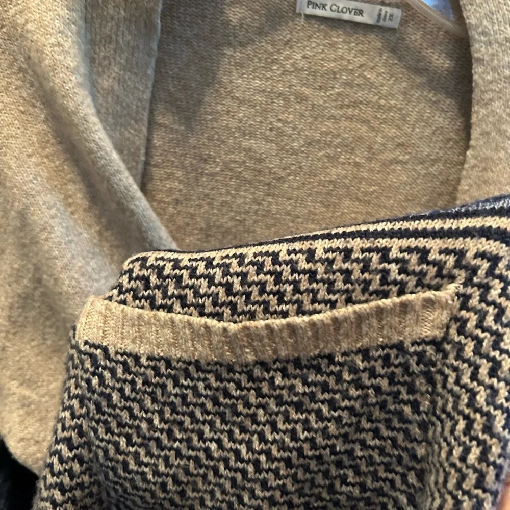 Pink Clover Blue and Beige Patterned Open Front Cardigan - Picture 5 of 7